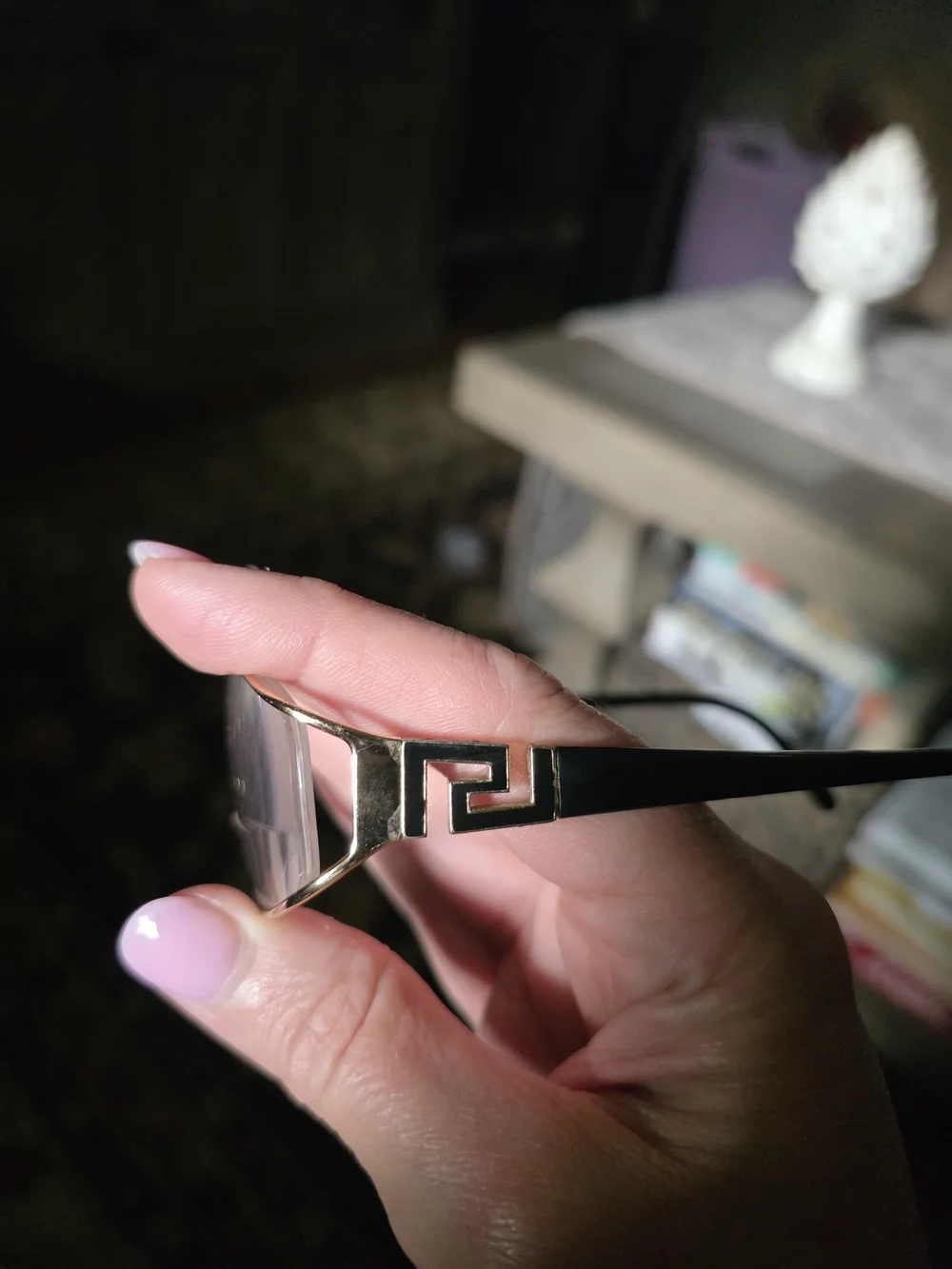 Versace Gold Rim Rectangular Eyeglasses